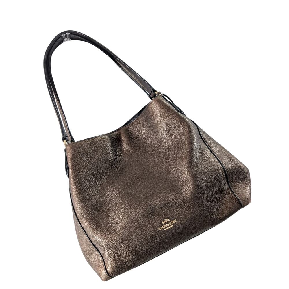 COACH! GORGEOUS BRONZE BROWN GENUINE LEATHER, GOLD HARDWARE PURSE, HAND BAG!